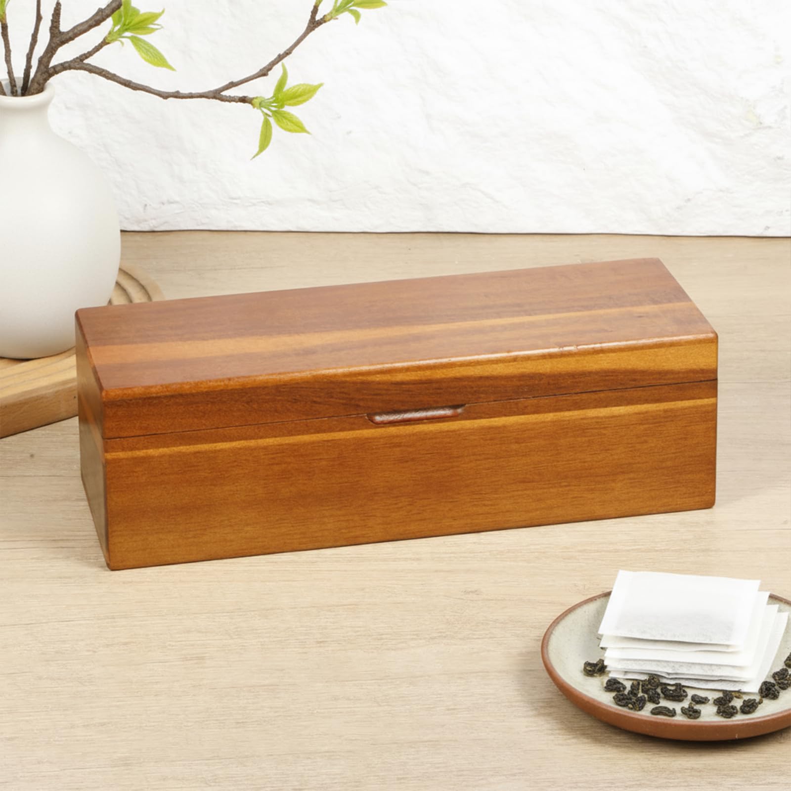 Organisateurs de sachets de thé en bois d'acacia - Boîtes de rangement pour sachets de thé, sachets de thé, boîtes de rangement pour sachets de thé, boîtes à thé, boîtes à thé, boîtes de rangement de