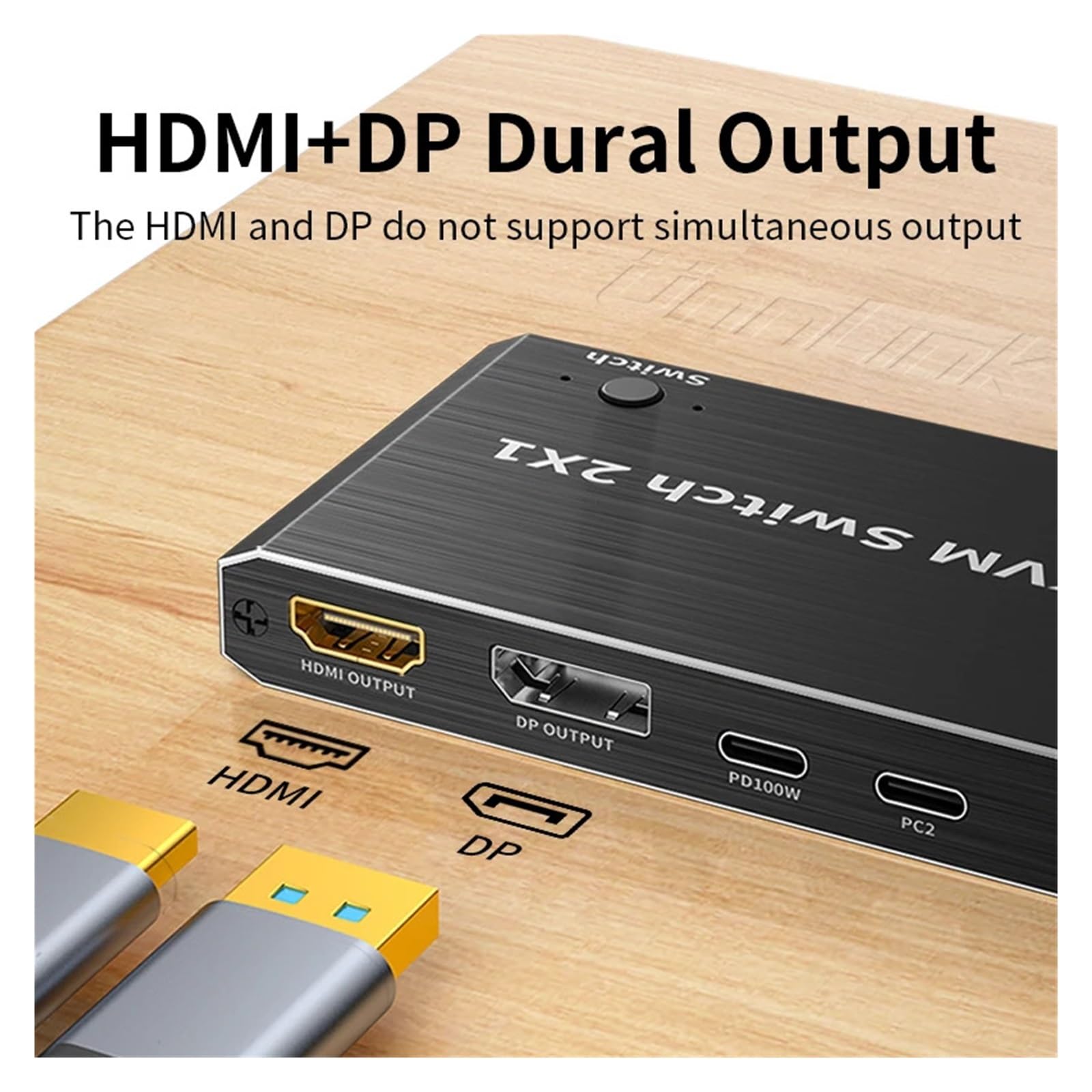Przełącznik KVM 8K 60 Hz USB typu C 2x1 4K 120 Hz Thunderbolt 3/4 Przełącznik wideo dla 2 laptopów Podłącz do 1 monitora DP lub Wysoka częstotliwość odświeżania