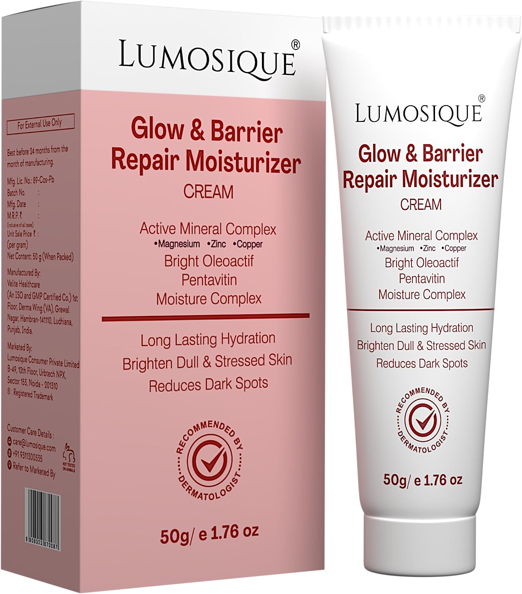 Glow and Barrier Repair Moisturizer Cream for Intense Moisturizing and Skin Strengthening | With Active Mineral Complex, Bright Oleoactif, Pentavitin and Moisture Complex I Skin Barrier Repair Cream | For Dry Skin, Normal Skin & Sensitive Skin | 50g