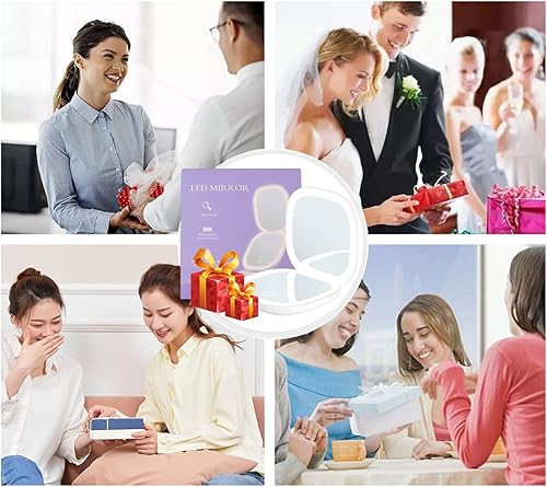 Miniatura 7 de GUFAC Espejo compacto LED espejo compacto de aumento 1x10x con luz espejo de bolsillo de 2 lados espejo de maquillaje de viaje espejo compacto de 35