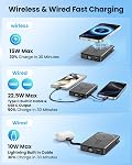 for Magsafe Power Bank 10000mAh,Wireless Portable Charger with led display,Magnetic powerbank Built in USB-C&Lightning Cable 22.5W Fast Charging Battery Pack,5 Outputs&2 Inputs for iPhone Samsung etc.
