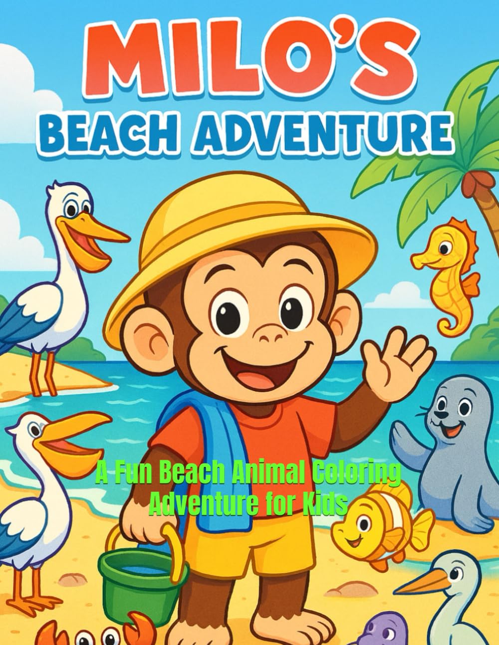 Milo’s Beach Adventure: A Fun Beach Animal Coloring Adventure for Kids (The Adventures of Milo the Monkey)
