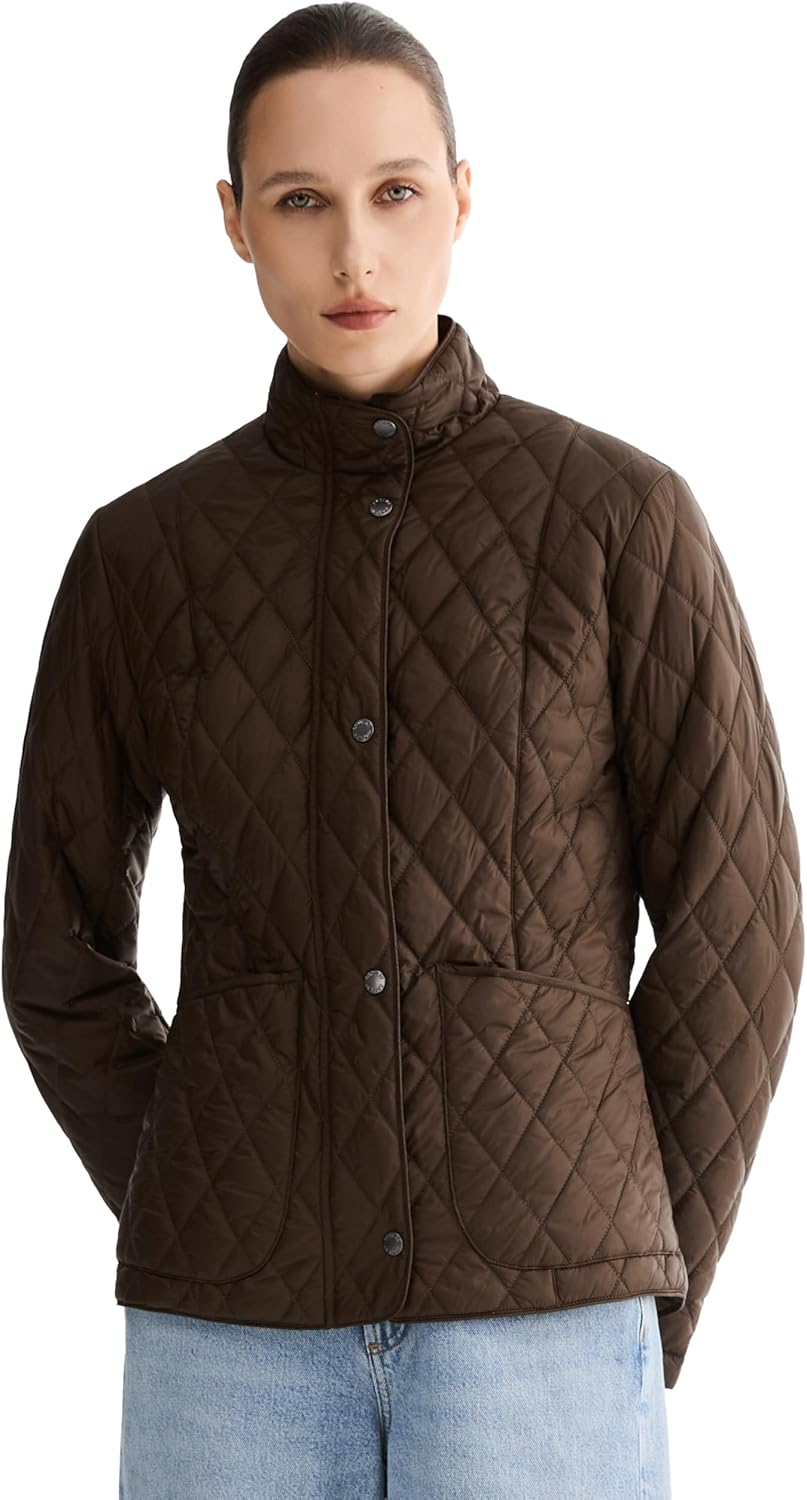 Orolay Women's Quilted Lightweight Puffer Jacket Slim Fit Padded Coat Casual Zip Up Outerwear with Pockets