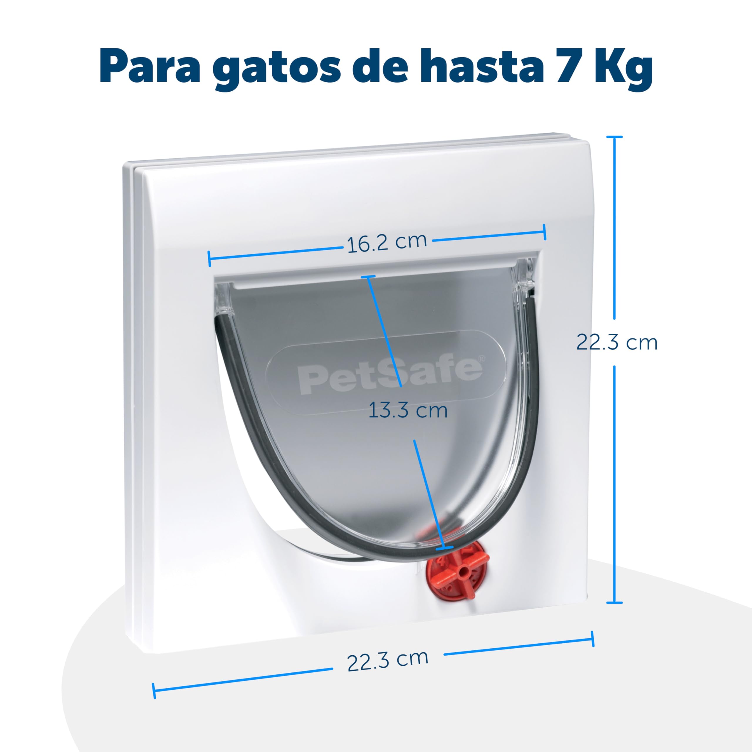 PetSafe Staywell Classic, Gatera con 4 Posiciones de Cierre, Gatera de Entrada y Salida, Instalación Fácil, Resistente, para Gatos hasta 7 Kg, con Túnel, Blanco