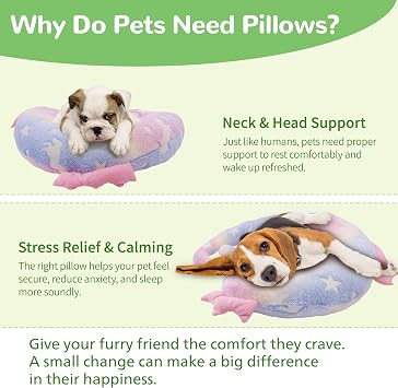 Dog Calming Pillow - Cute Soft Animal Pillow for Dogs, Cats, Kids, Adults, Washable Cozy Relaxing Pet Bed Pillow,