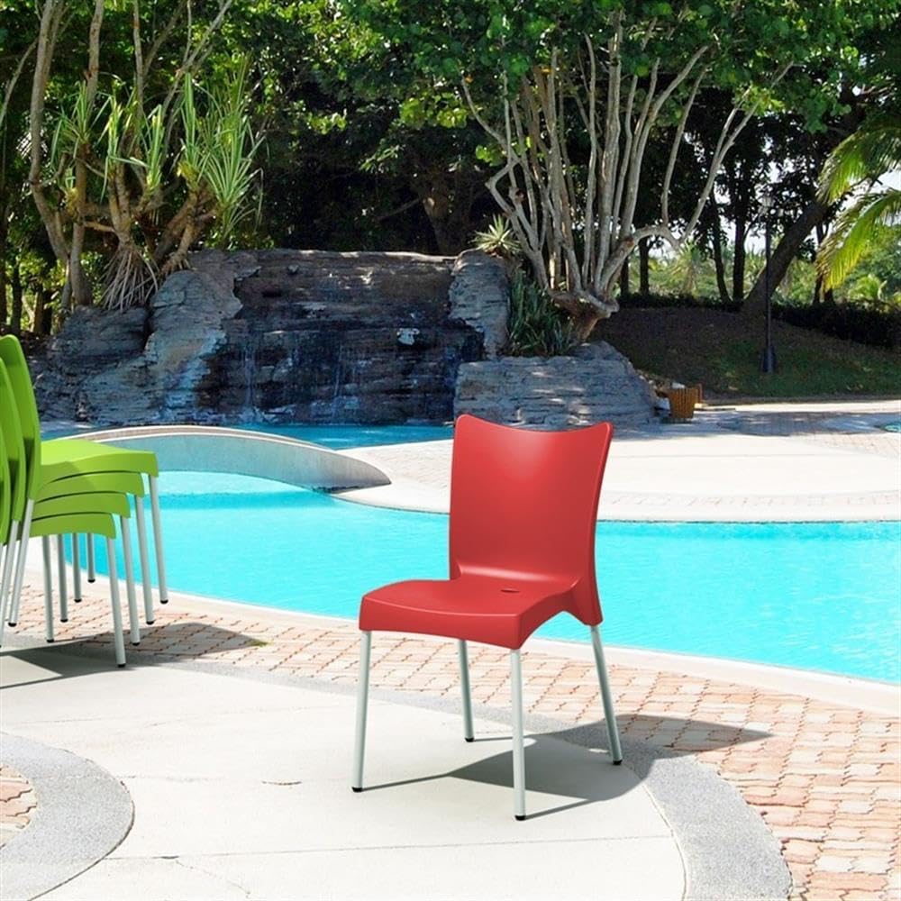 Compamia Juliette Resin Patio Dining Chair in Red (Set of 2)