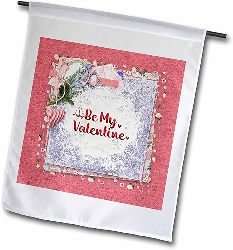 3dRose Image of Lovely Cameo, Heart, Love Birds, Lace, Flora, Happy Valentine - Flags (fl-378329-2)
