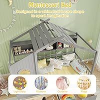 Vista 6 de KOMFOTT Cama de madera de tamaño individual con 2 cajones, marco de cama de madera con almacenamiento en cubos y rieles de valla, plataforma