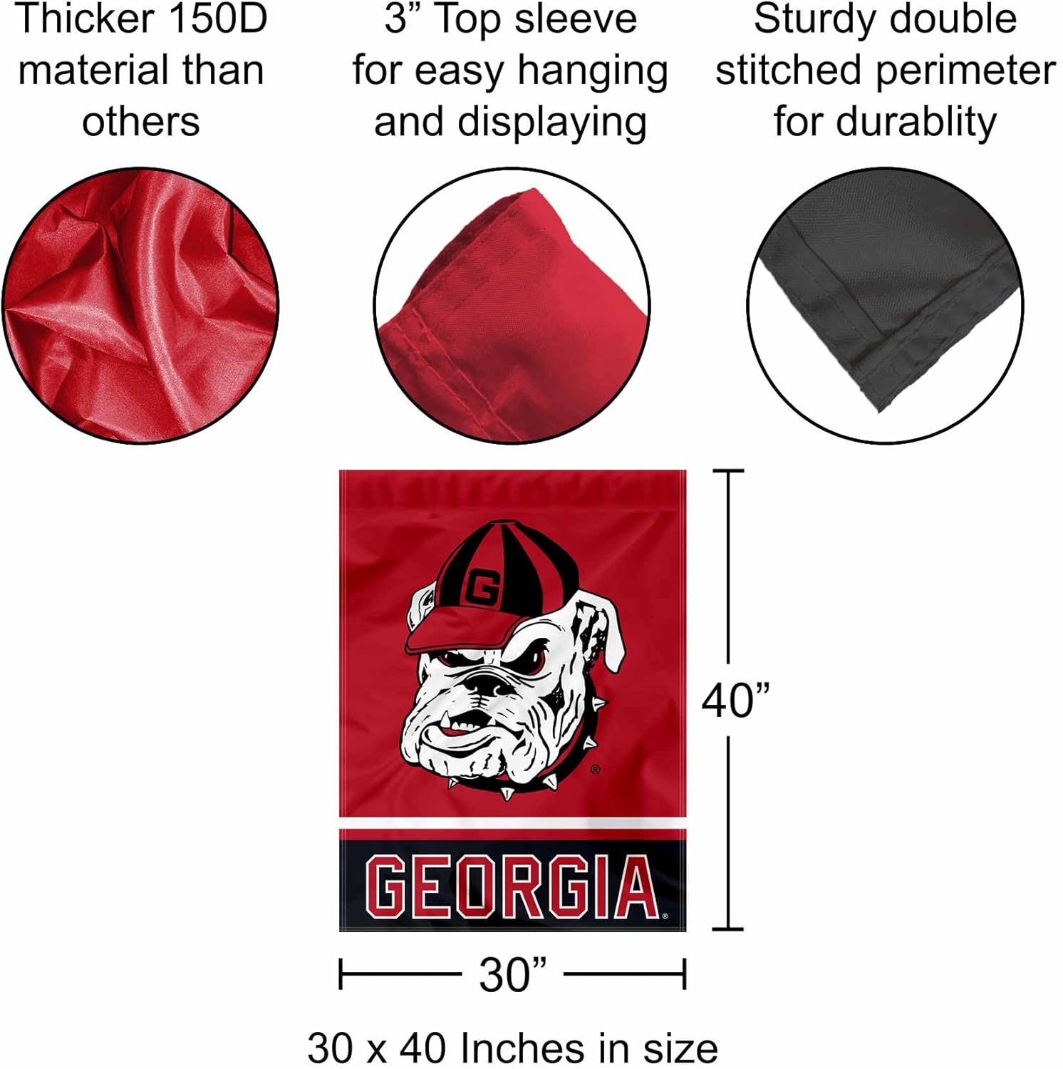Georgia Bulldogs Wordmark Dog Logo House Flag Banner - Image 2
