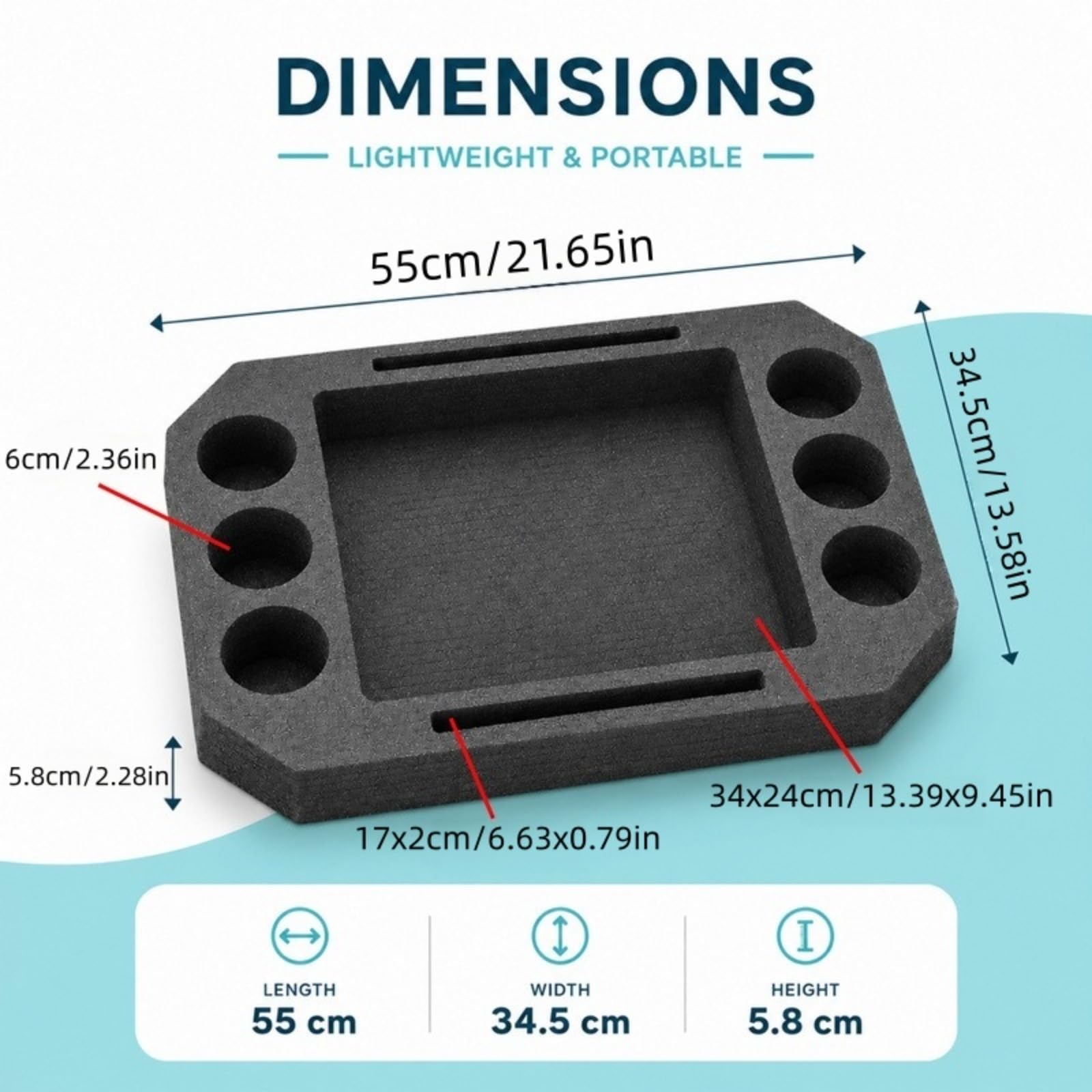 Table Flottante Piscine Grand Format Noir, Plateau Porte Boisson Flottant Étanche pour Boissons Snacks et Décoration, Accessoire Portable pour Piscine Jacuzzi Plage Lac et Fêtes d’Été