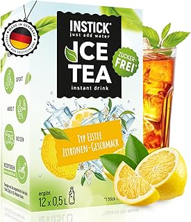 INSTICK Zuckerfreies Instant-Getränk (Eistee Zitrone) - 1 Packung für 12 x 0,5-1 L- Veganes Getränkepulver Kalorienarm & Vitamin C - Instant-Pulver