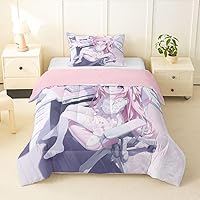 Vista 25 de Erosebridal Juego de edredón de sirena azul para niñas, juegos de ropa de cama de unicornio lindo individual de 2 piezas para niños, diseño