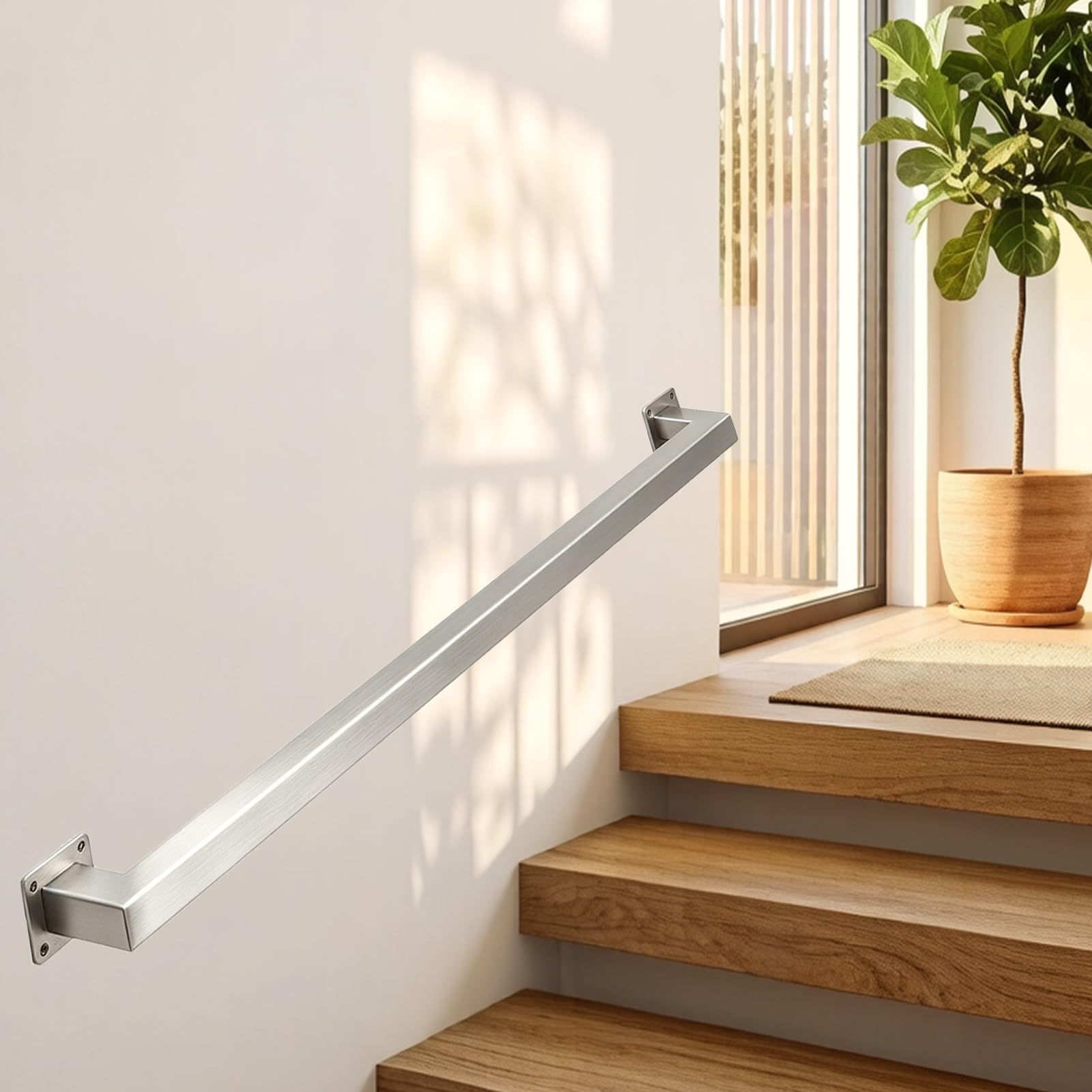 Outdoor Handrail Stainless Steel 1FT - 20FT 200kg Load Capacity Non-Slip Guardrails Wall Mounted Stair Railing for Hotel Porch Loft Deck(11ft/330cm)