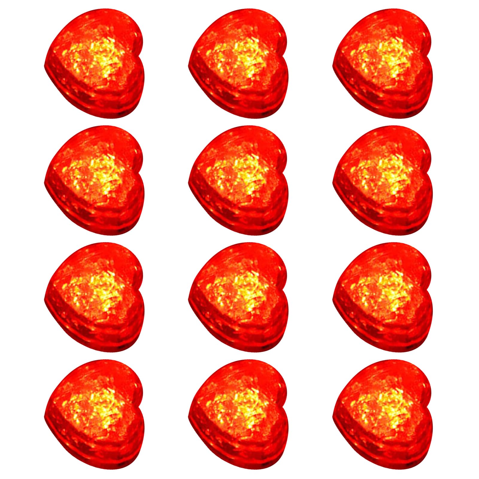 Kalttoy 12pcs Water Activated LED Flashing Heart Shape Ice Cubes Atmospheres Light Party Drink Decorations for Beverage Use Water Activated LED Ice Cubes
