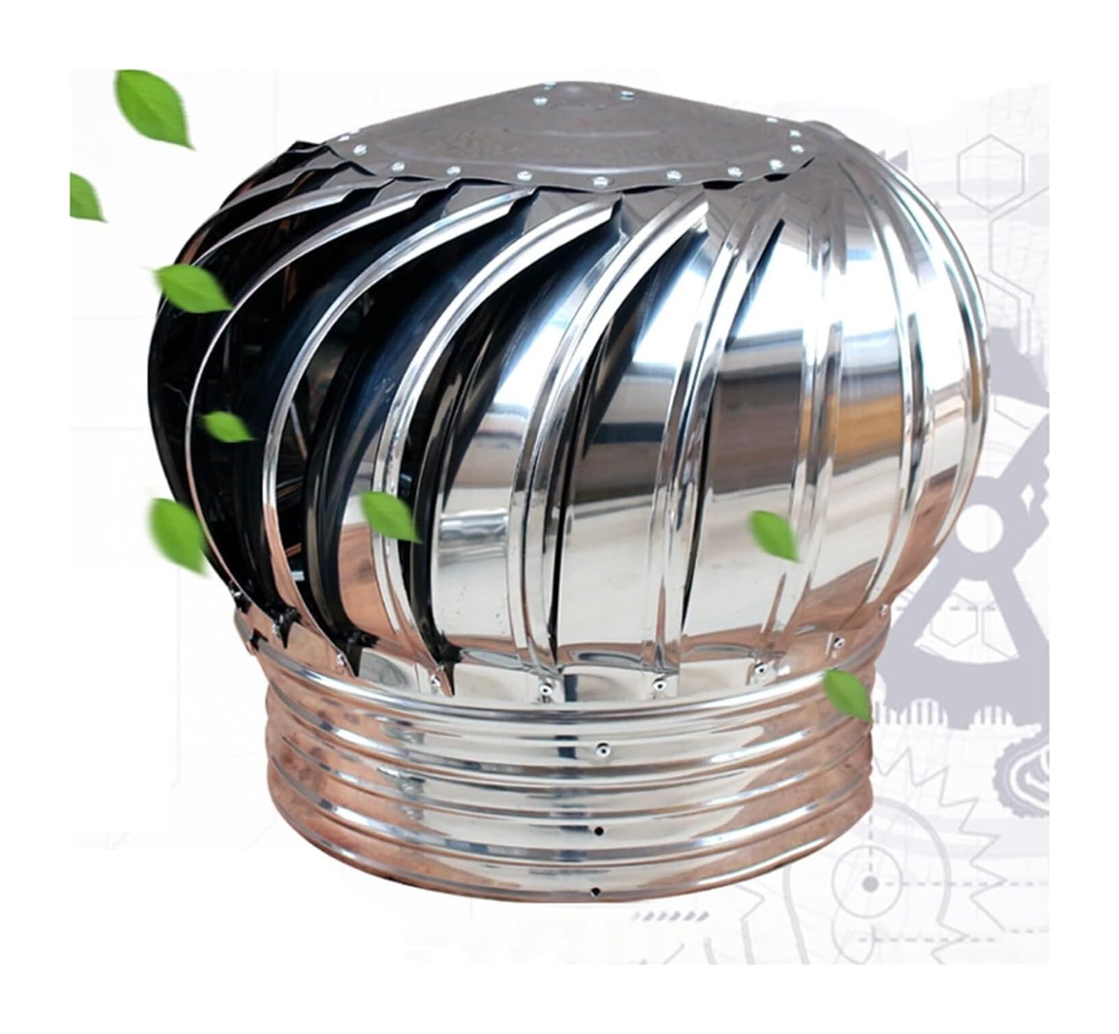 PBWERIGL Stainless Steel Roof Ventilator, Stainless Steel 304 Rotating Chimney Exhaust Vent Cowl(110mm)