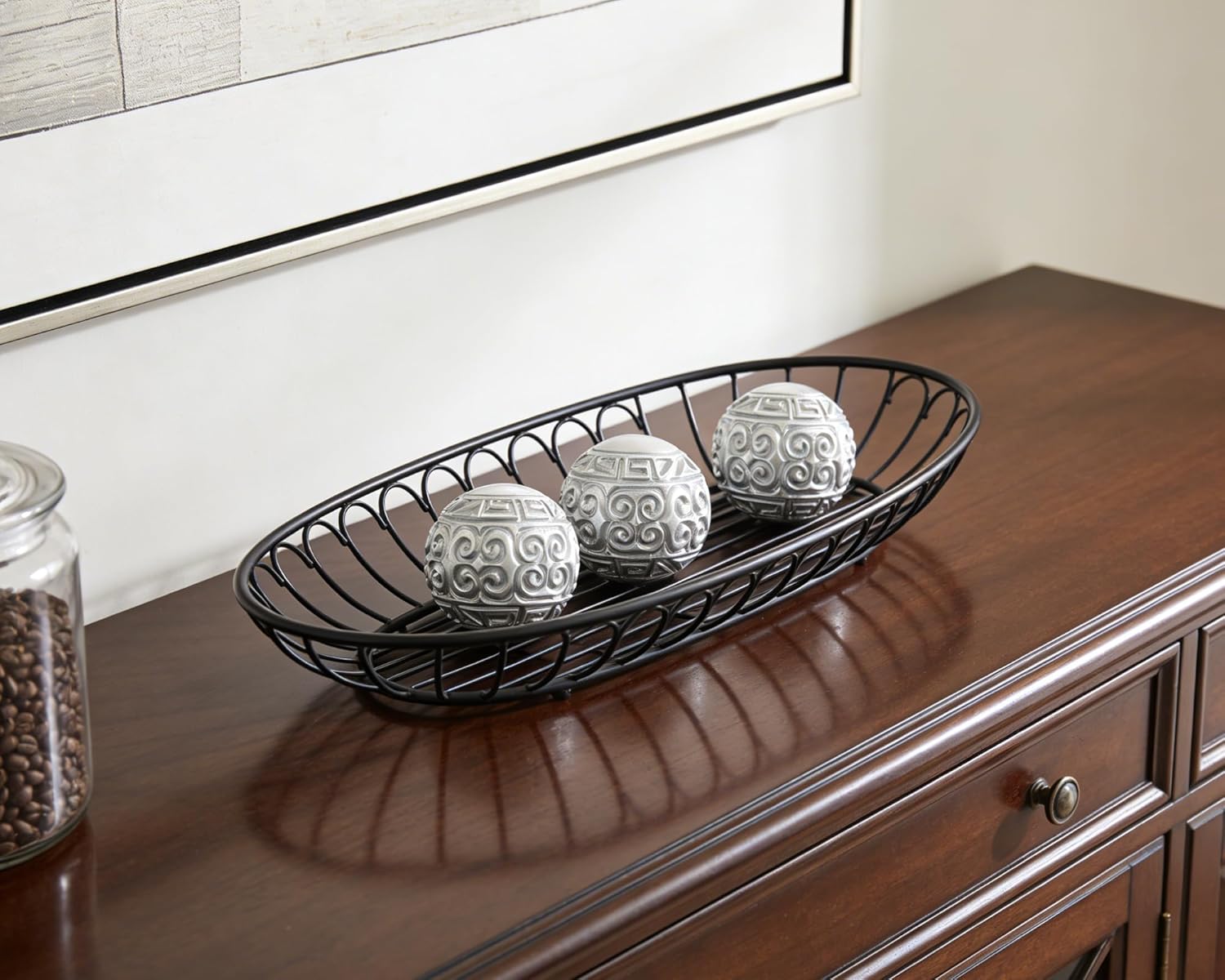 3 Pack Silver Decorative Ball for Centerpiece Bowls, 3 inch Orbs Spheres for Home Living Room Coffee Table Centerpieces Shelf Decoration