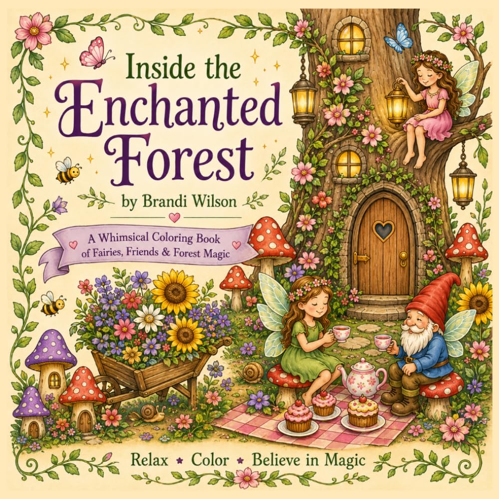 Inside the Enchanted Forest: An Adult Coloring Journey Through Fairies, Gnomes, Mushroom Villages & Magical Gardens