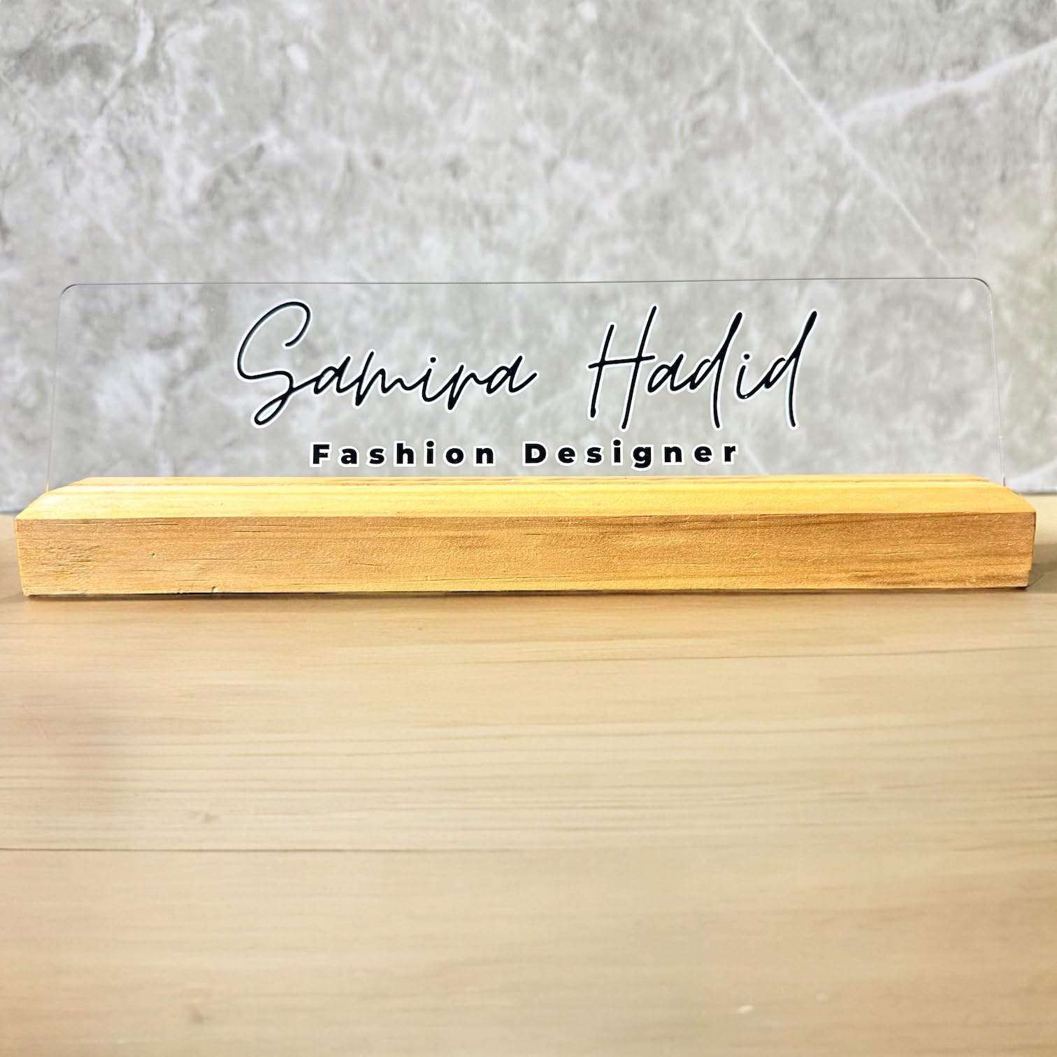 Tresneria� Customized Acrylic Desk Name Plate | 23X6.5 CM | Acrylic | Wooden Stand (Transparent) (B0D97KNPC1) Amazon Price History, Amazon Price Tracker