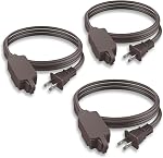 PLUGTUL 3 Pack 6FT White Indoor Extension Cord, 16 Gauge 2 Prong, 3 Polarized Outlets with Safety Caps, 16/2 SPT-2, CETL Listed, Conforms to CSA C22.2#21, for Indoor Use
