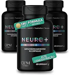 Neuro+ 180 Capsulas ELLYM NUTRITION Nootropicos Multivitaminico Foco Cafeina Magnesio Triptofano Taurina B12 Tirosina