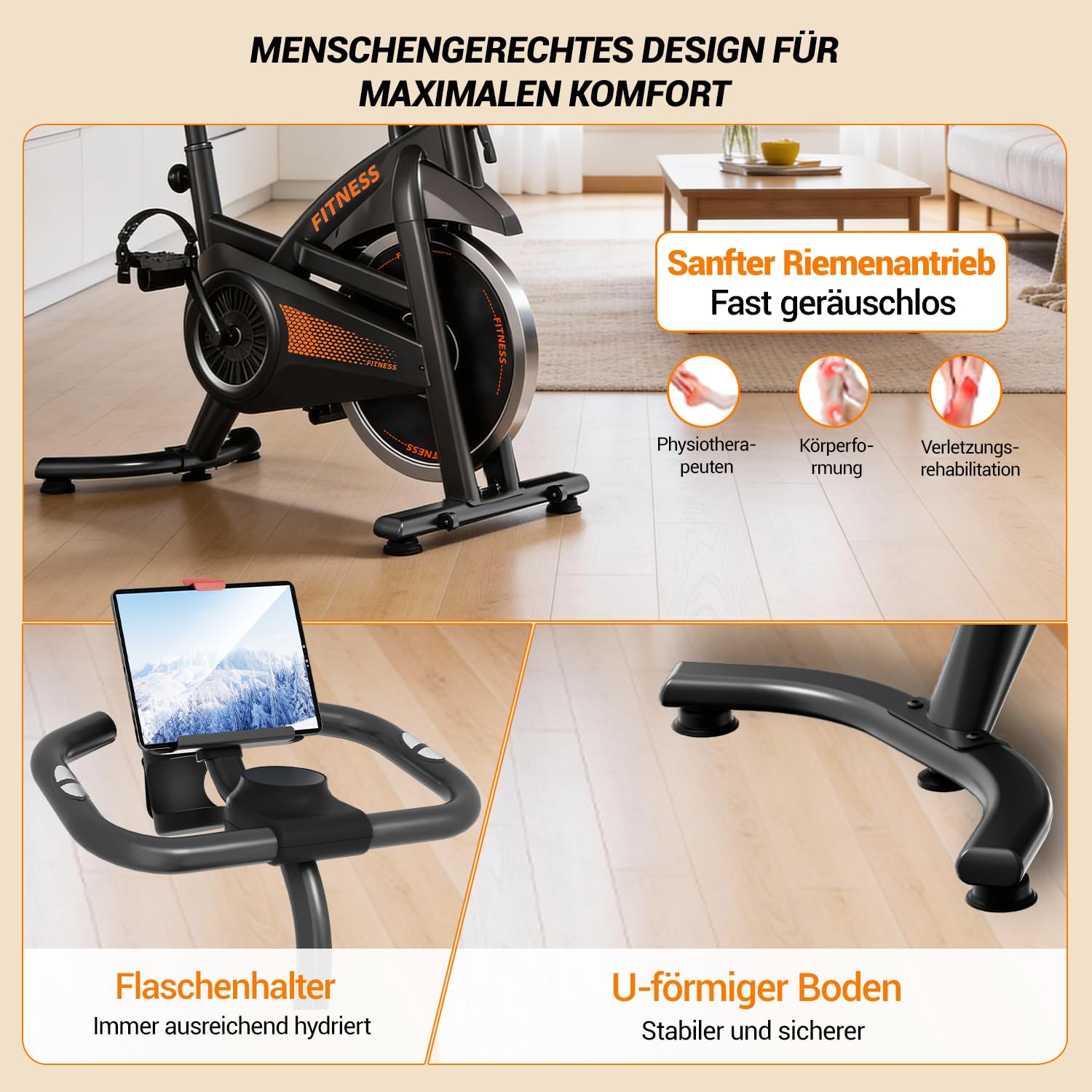 UMAY Heimtrainer Fahrrad, Indoor Spinning Bike con app | Indoor Bike, 16-Stufen Magnet-Widerstand, Cardio mit Pulsmessung & LED Display, Weicher Sitz, 136kg Belastbarkeit