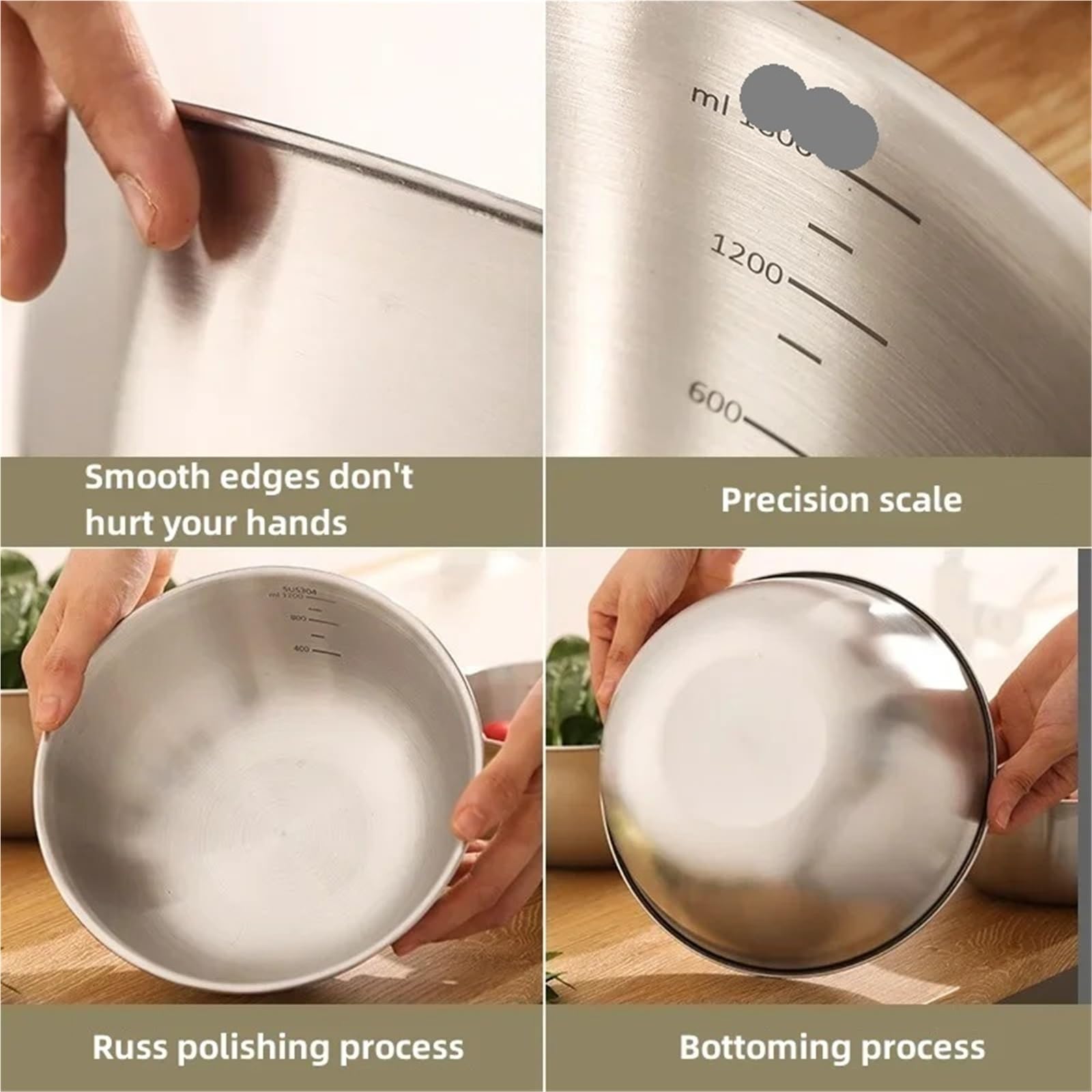 Colador De Arroz De Acero Inoxidable Juego de 2 piezas lavabo drenaje acero inoxidable con colador almacenamiento a escala, cesta lavado arroz, juego enjuague y frutas for cocina(2Pcs-24cm)