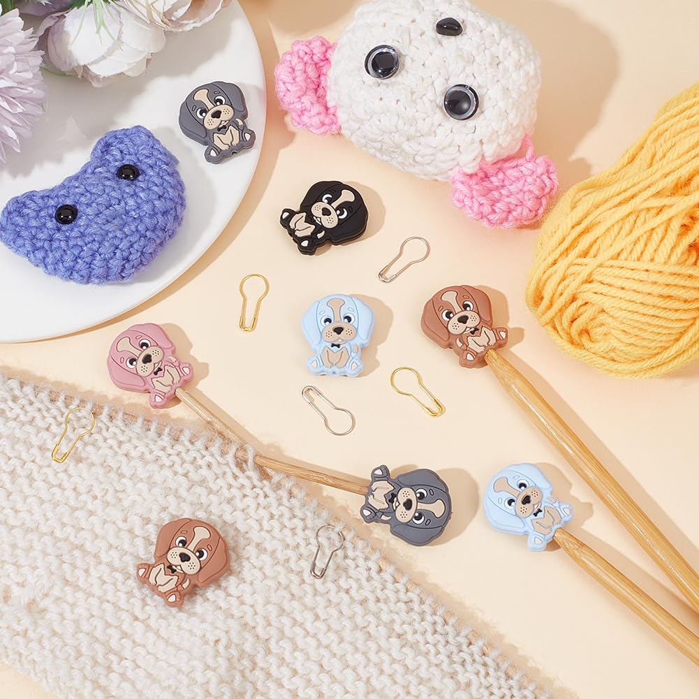 NBEADS 10 Pezzi Ferma Maglie Con Ciondoli Volpe In Lega, Stop Per Ferri Da Maglia In Gomma, Tappi Per Aghi Per Progetti Di Knitting