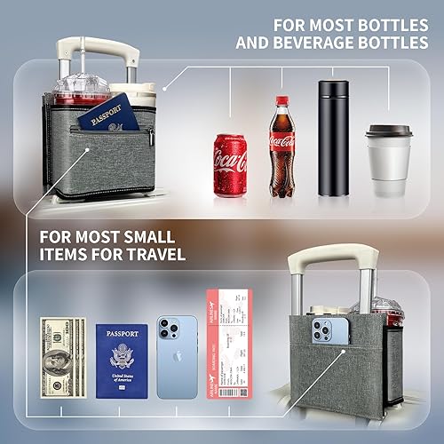 Miniatura 10 de Portavasos de equipaje de viaje, portador de bebidas Vethers, accesorio para portavasos de equipaje, maleta de mano gratis para bebidas, bebidas,