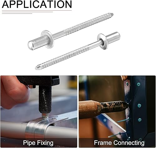 Miniatura 4 de DTGN Remaches ciegos de 0.126in x 0.276in (DxL)  Paquete de 25  Bueno para la unión de maquinaria  Remache de extremo cerrado de cúpula de acero