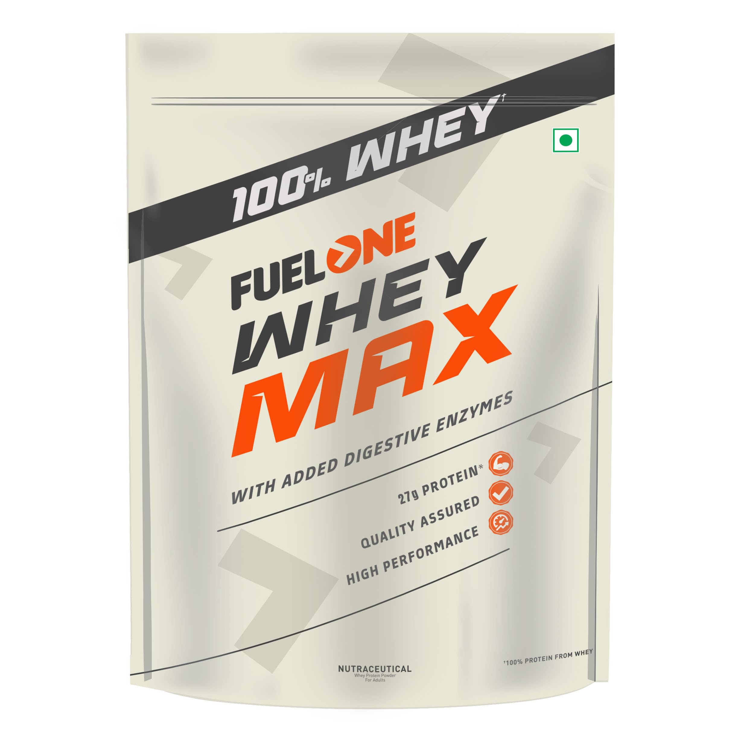 FUELONE Whey Max, Whey Protein Concentrate & Whey Protein Solate, 27G Protein (Mango, 2Kg / 4.4Lb)