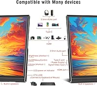 Vista 5 de Monitor portátil de 16 pulgadas HDR 1920 x 1200P USB C HDMI ultrafino IPS pantalla externa, monitor de viaje para computadora portátil, PC