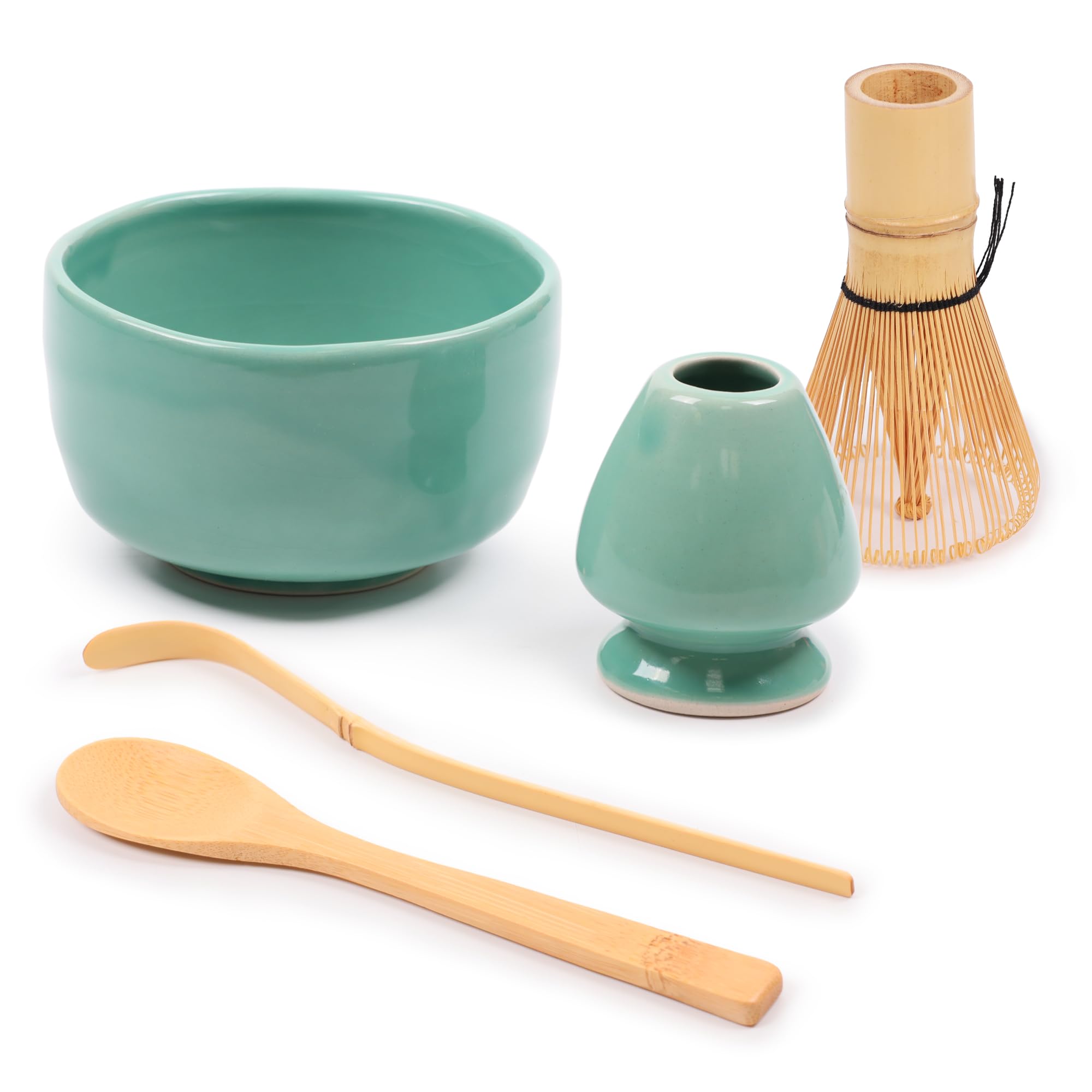 BambooMN Marca: set di ciotole Matcha (include ciotola, riposo, frusta, chasaku e cucchiaino) 1 set verde