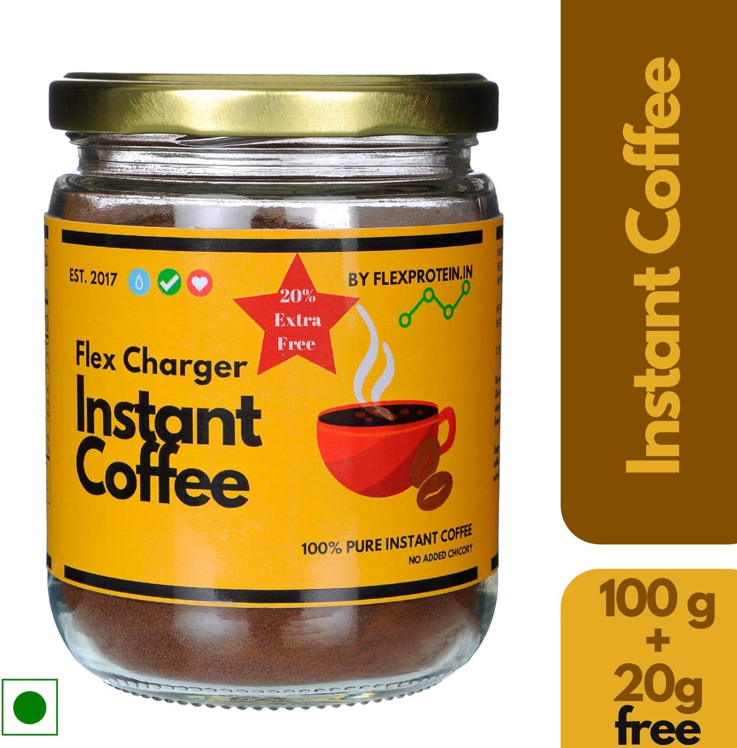 Flex Protein™ Flex Charger 100 % Instant Coffee Made with Pea Berry Coffee Beans (100 g)