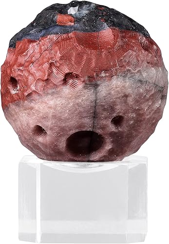 Rockcloud Adorno redondo de planeta de piedra de cristal con base acrílica, bola decorativa para decoración de escritorio de oficina en casa, piedra