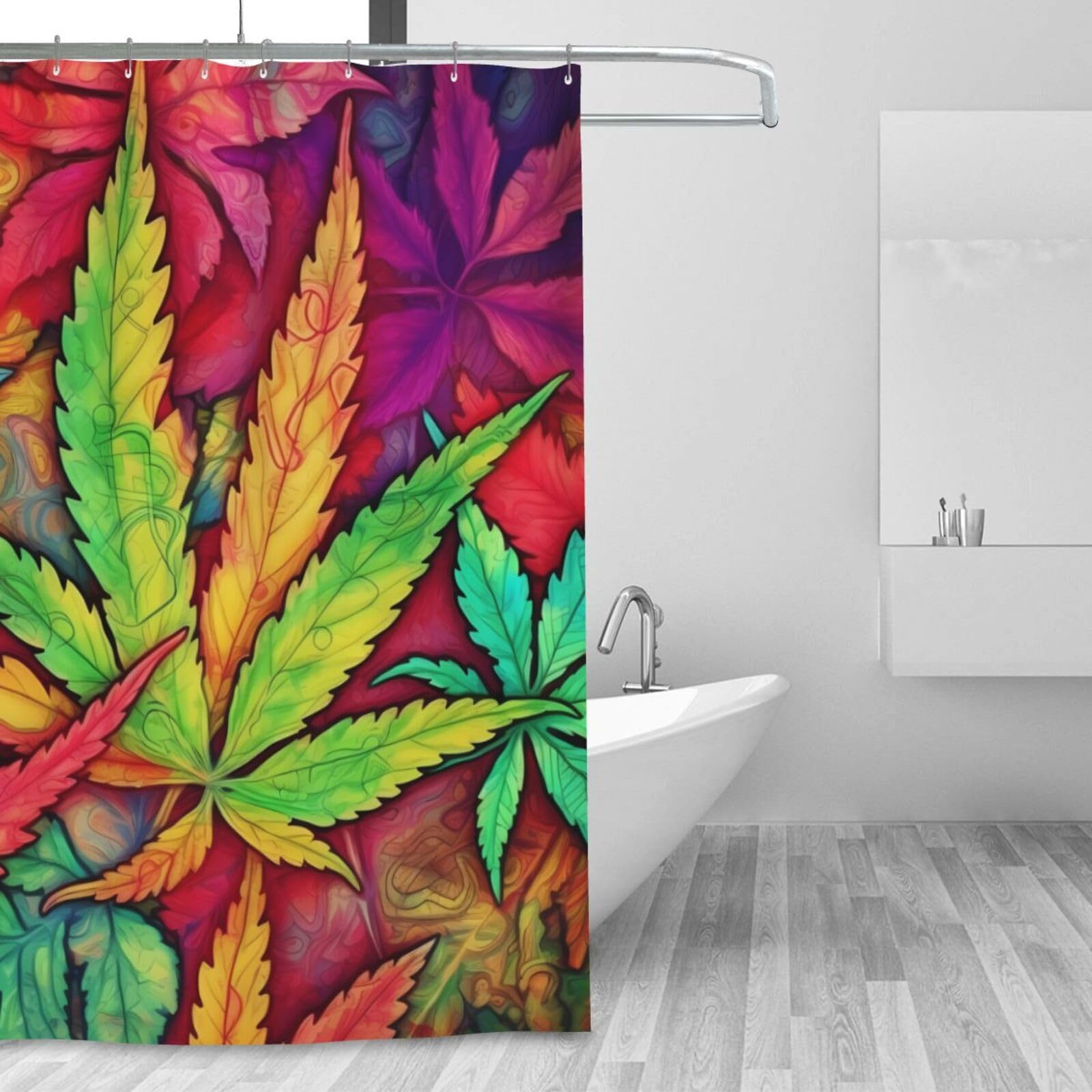 Rideau de douche imperméable lavable pour créer une ambiance nature et moderne dans la salle de bain