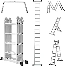 Equal 15 FT. Aluminium Foldable Multipurpose Step Ladder/Extension Ladder - 150kg Capacity - EN131 Certified (4.6m/4x4 Step)