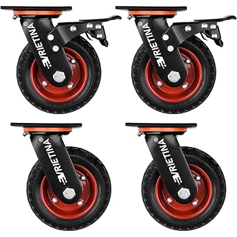 4 x Heavy Duty Castors 150 mm Swivel Castors with Brake 360  Rotatable Transport Wheels mit Schwerlast Deckplatte Vollgummi Rollen aus Antirutsch Polychlorid Tragkraft 1000kg2 Lenkrollen 2 Bremsrollen