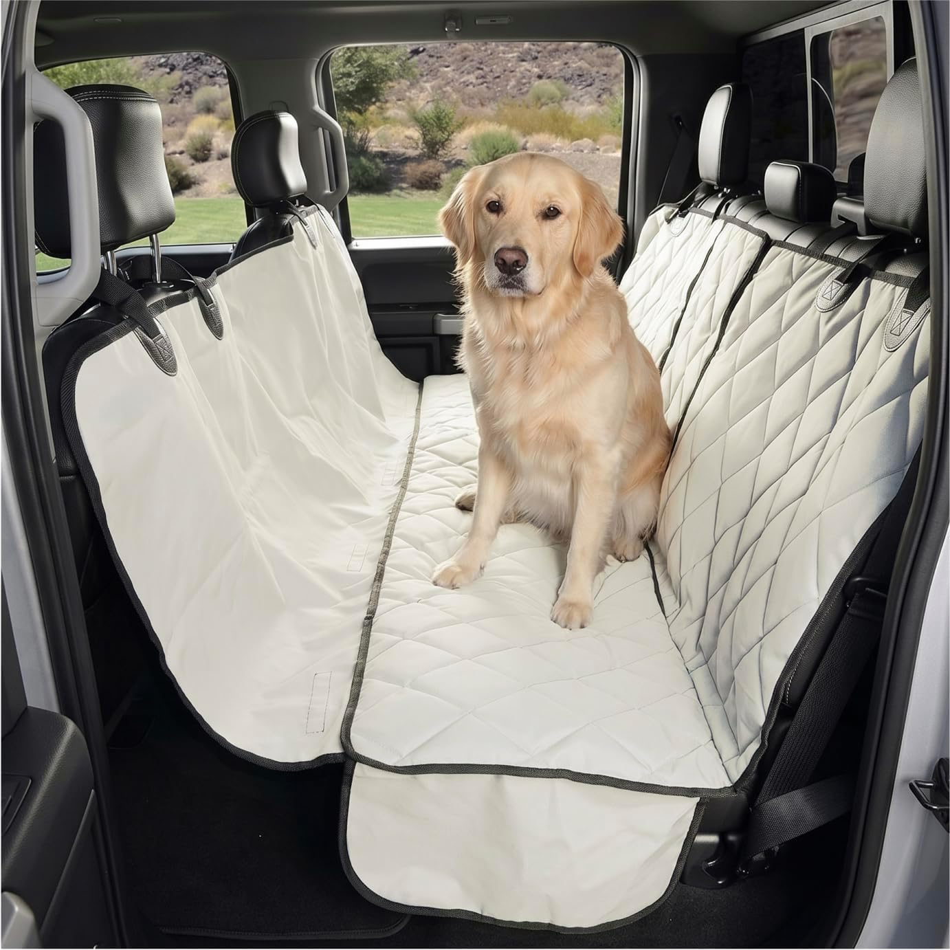 4Knines Crew Cab Truck Seat Cover for Fold Up Seats Passenger Side Tan