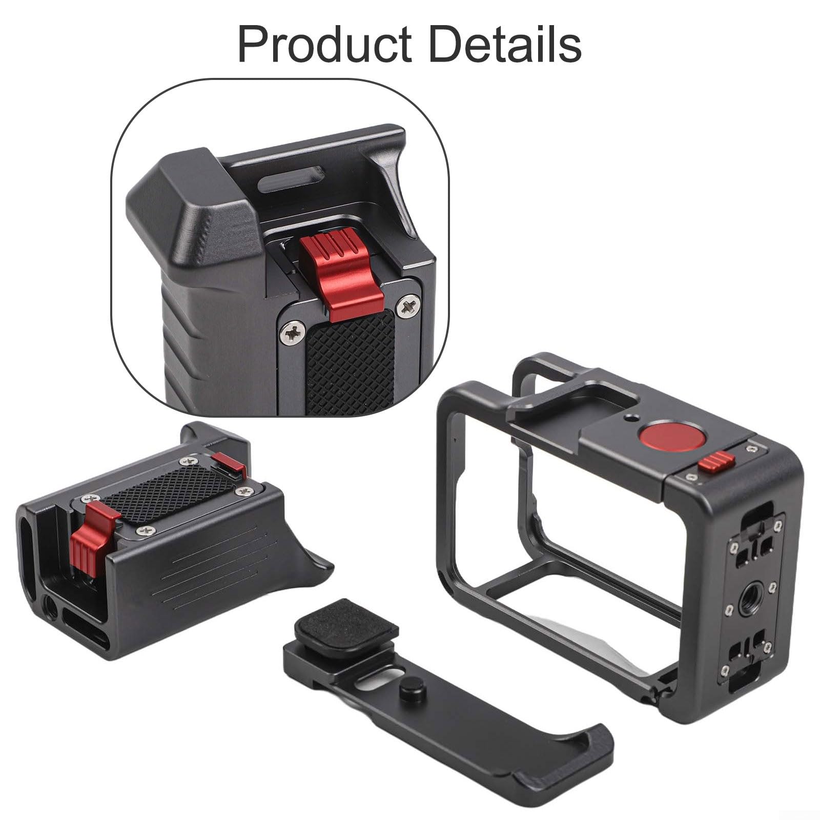 Kit impugnatura ergonomica in alluminio con sgancio rapido e scarpa fredda compatibile con Osmo Action 6