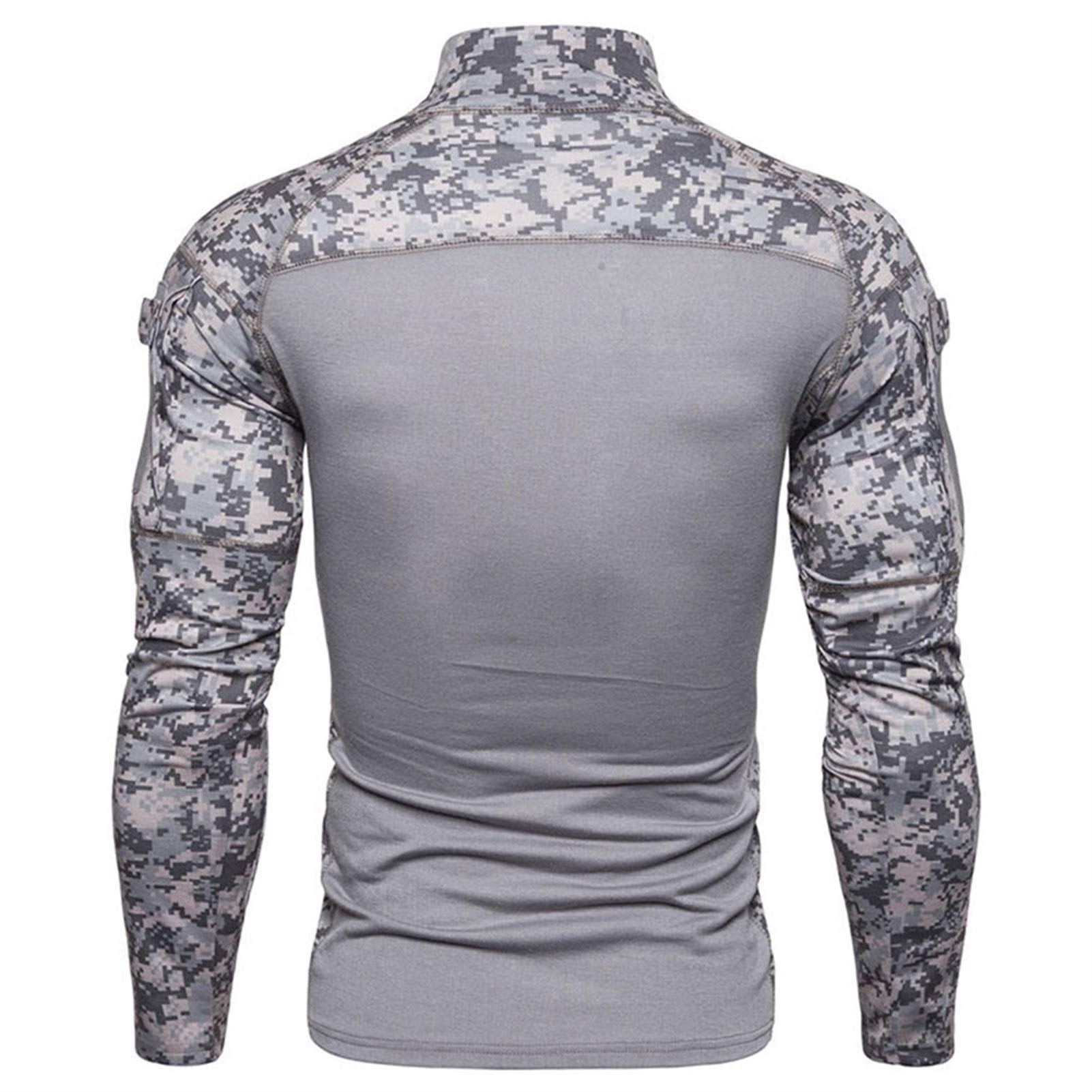 Męska outdoorowa taktyczna wojskowa koszula z długim rękawem szybkoschnąca koszula kamuflażowa walka wędkarstwo trekking wspinaczka armia T-shirt odzież kamizelka (kolor: Szary 2, rozmiar: M.)