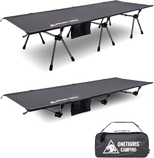OneTigris SUPRANUBIS Cama plegable de 190 × 70 cm, cama de camping portátil plegable ligera, cama plegable de camping de hasta 150 kg para tienda de campaña, exterior, viajes, jardín, oficina