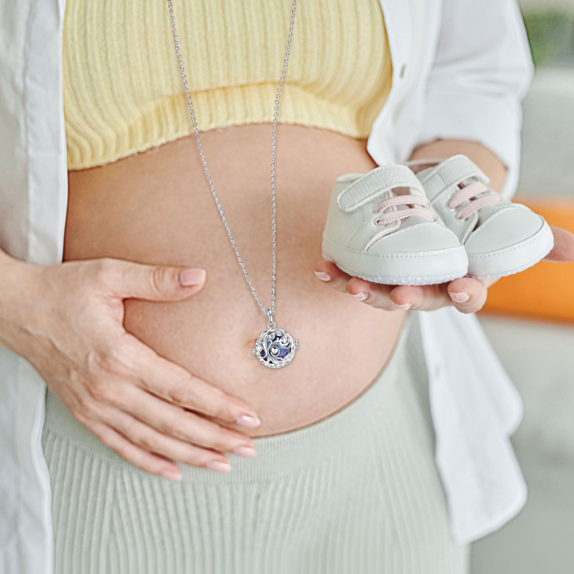 AEONSLOVE Bola Klangkugel Schwangerschaft Lebensbaum Kette Geschenke für Schwangere Werdende Mutter, 2 Ketten