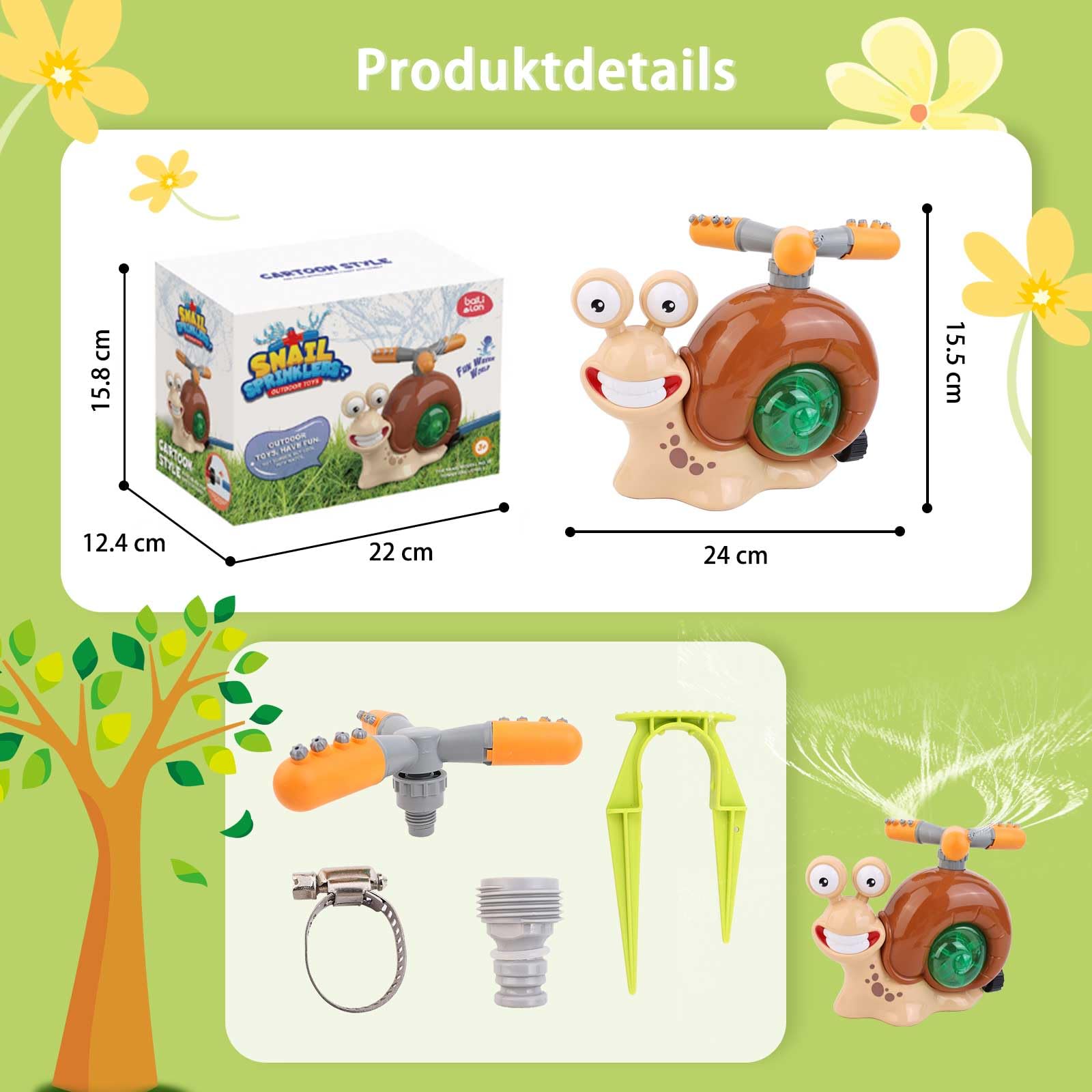COZCLAM Arroseur d'eau, Jouets D'arrosage pour Enfants, Jouets d'eau D'extérieur pour Enfants avec 2 Accessoires pour Fixation De Tuyau, Jeux D'arrosage pour Extérieur, Pelouse, Jardin COZCLAM Arroseur d'eau, Jouets D'arrosage pour Enfants, Jouets d'eau D'extérieur pour Enfants avec 2 Accessoires pour Fixation De Tuyau, Jeux D'arrosage pour Extérieur, Pelouse, Jardin