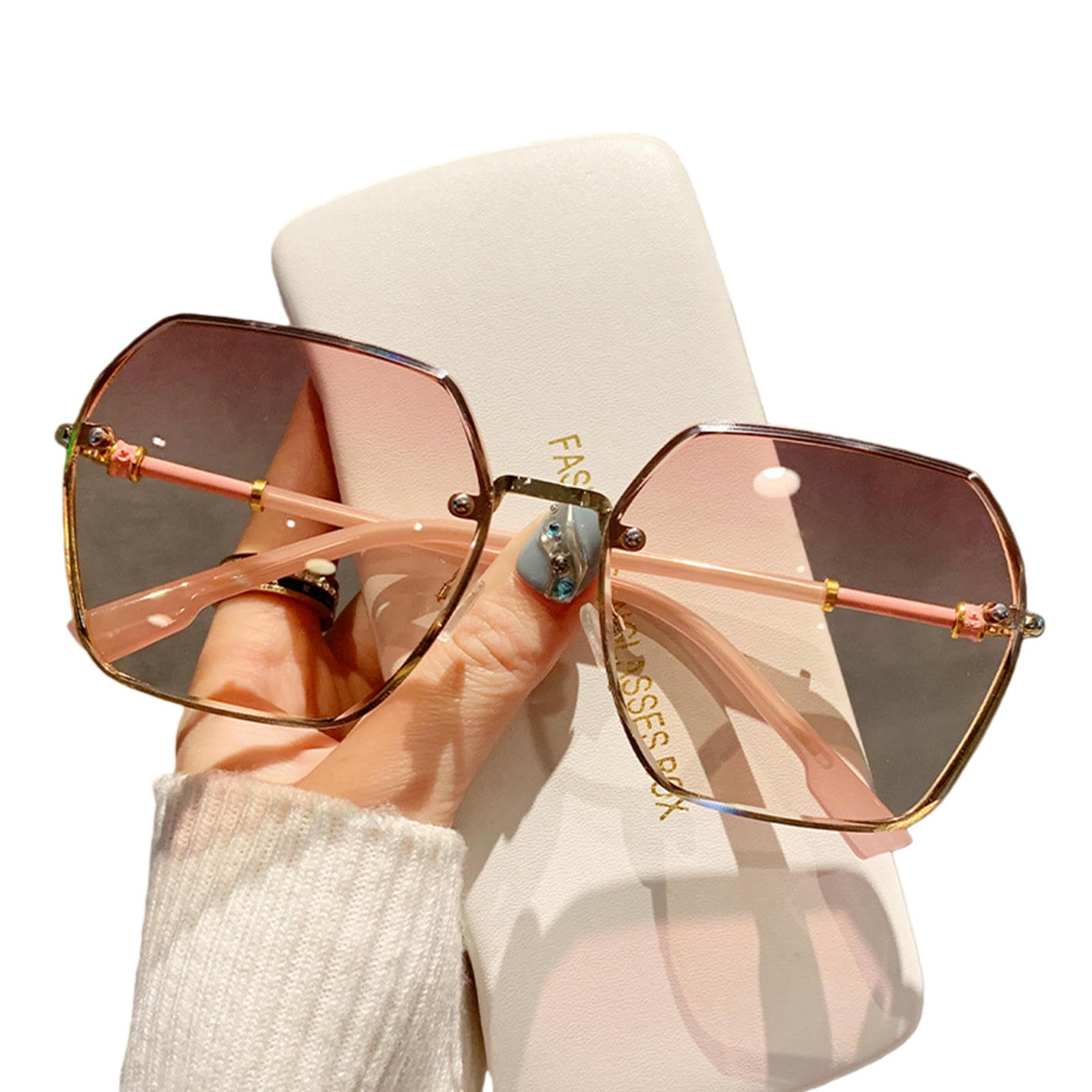 Gyios sunglasses Oversized For Women Transparent Gradient Glasses Lens