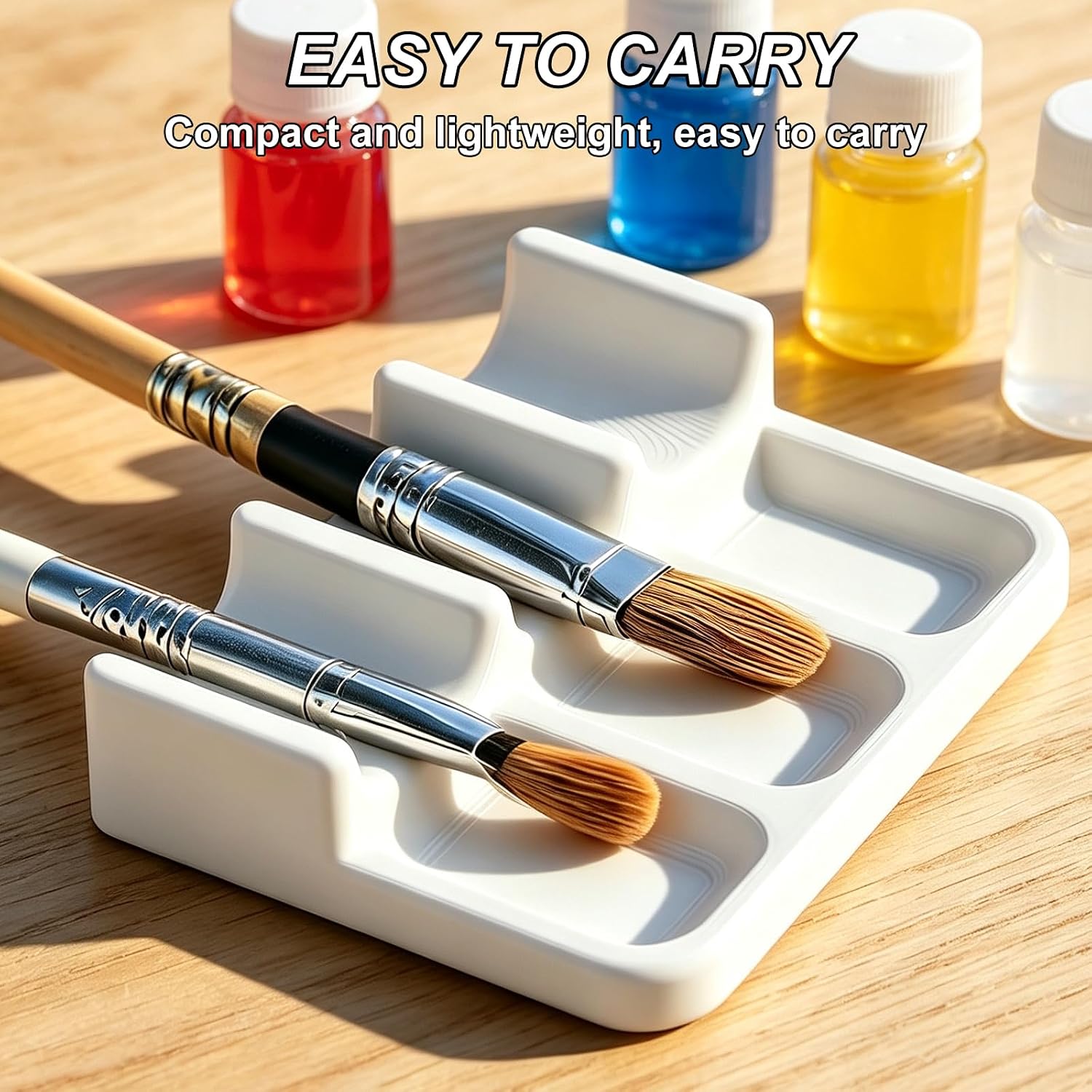4Pcs Watercolor Paint Brush Holder, Silicone Paint Brushes Rest & Drying Rack Art Brush Holder Caddy for Artist Hobbyist, 6 Slots Paintbrush Holders Washing Tray Organizer Storage Accessories
