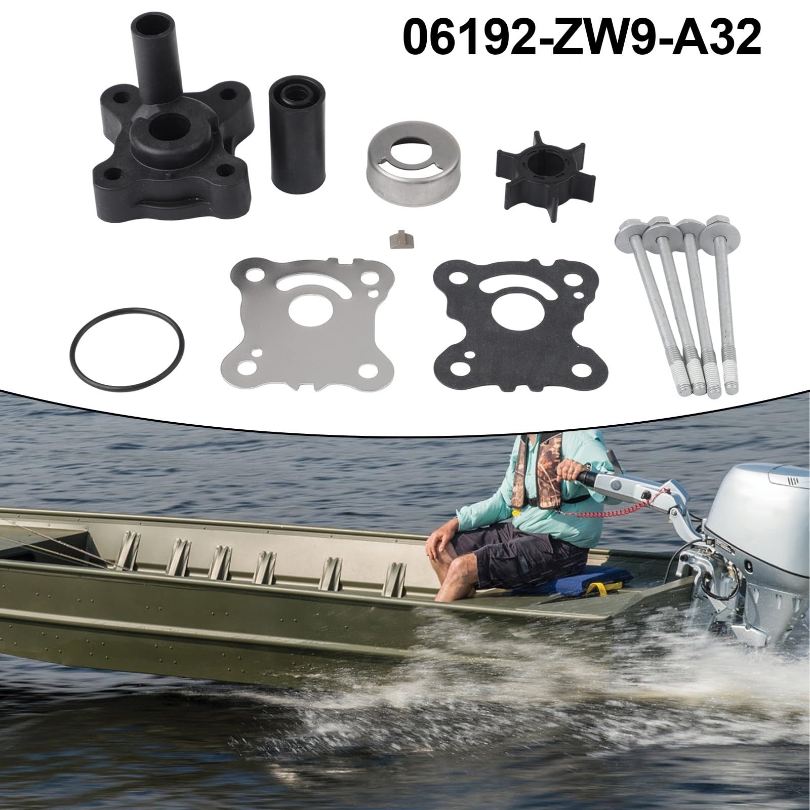 Para Honda Bf8d Bf10d Bf15d Bf20d Kit de servicio de impulsor de bomba de agua fuera de borda 06192-zw9-a32 Juego de piezas de reparación de refrigeración del motor de eje ultra largo con sellos y