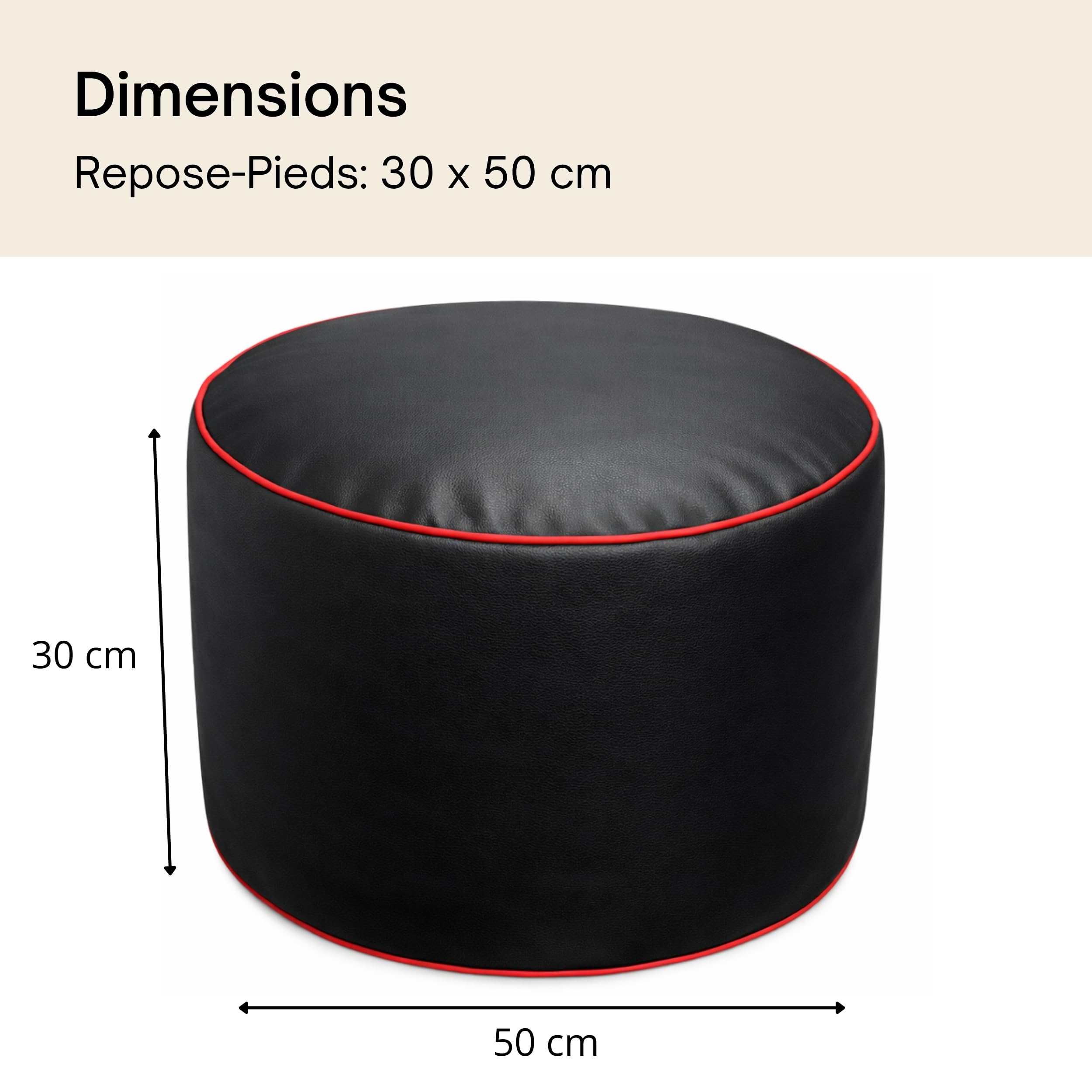 Bananair - Repose-Pieds Gaming en Mousse - Tabouret pour Reposer Les Jambes - Léger et Stable - Design Simili Cuir - Idéal Canapé, Fauteuil & Setup Gaming (30x55 cm, Rouge)