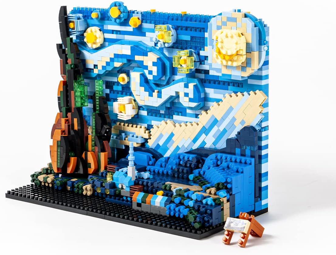 dOvObMicro Mini Blocks The Starry Night Set(1858PCS), Great Idea Decor for The Home or Office, 3D Puzzle Collection Toys as Gift for Adults or Kids