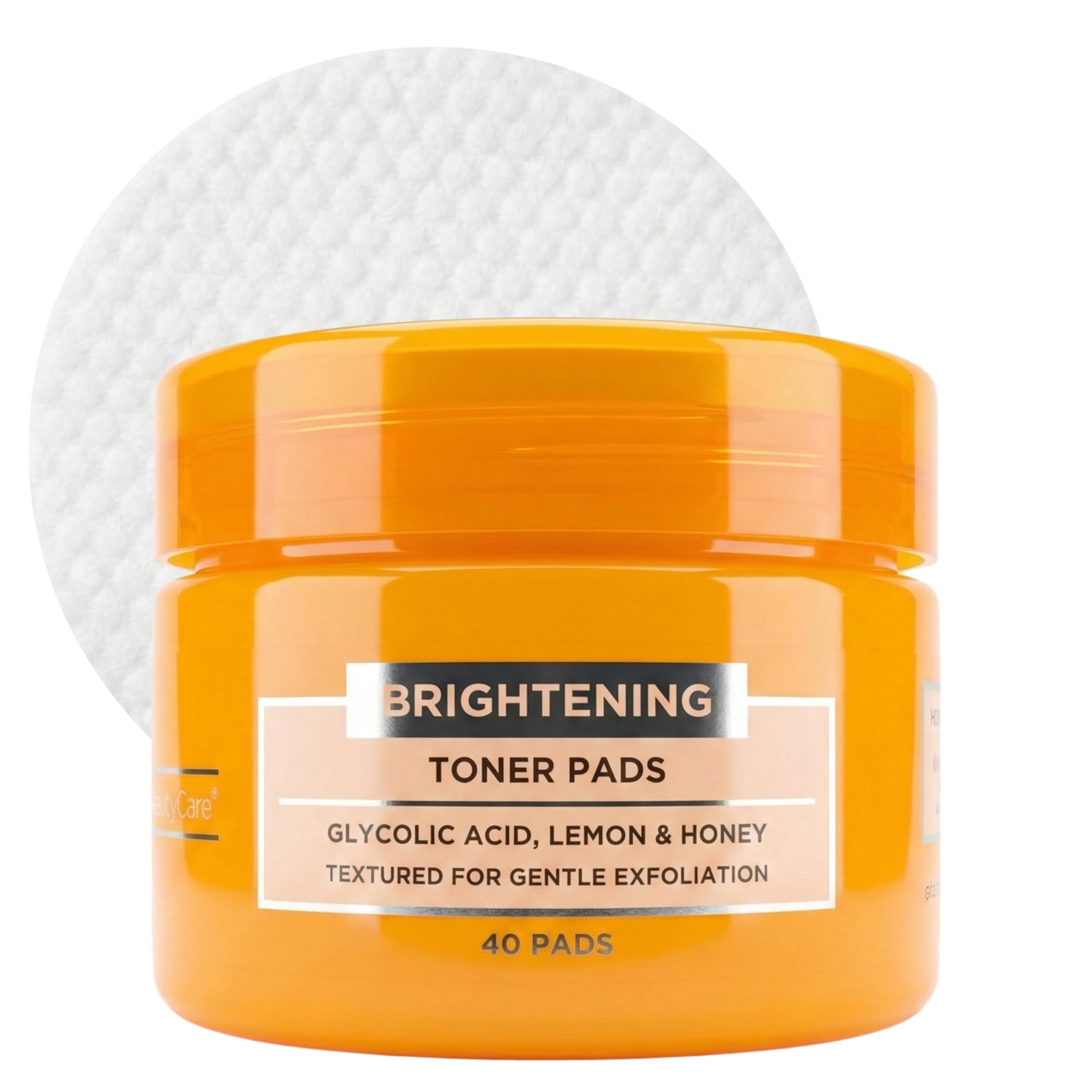 Global Beauty Care Vitamin C Toner Pads - Exfoliating Toner Pads for Face with Glycolic Acid, Lemon & Honey, Dual Textured Facial Pads, Helps Brighten, Even Skin Tone & Boost Radiance, 40ct (1-Pack)