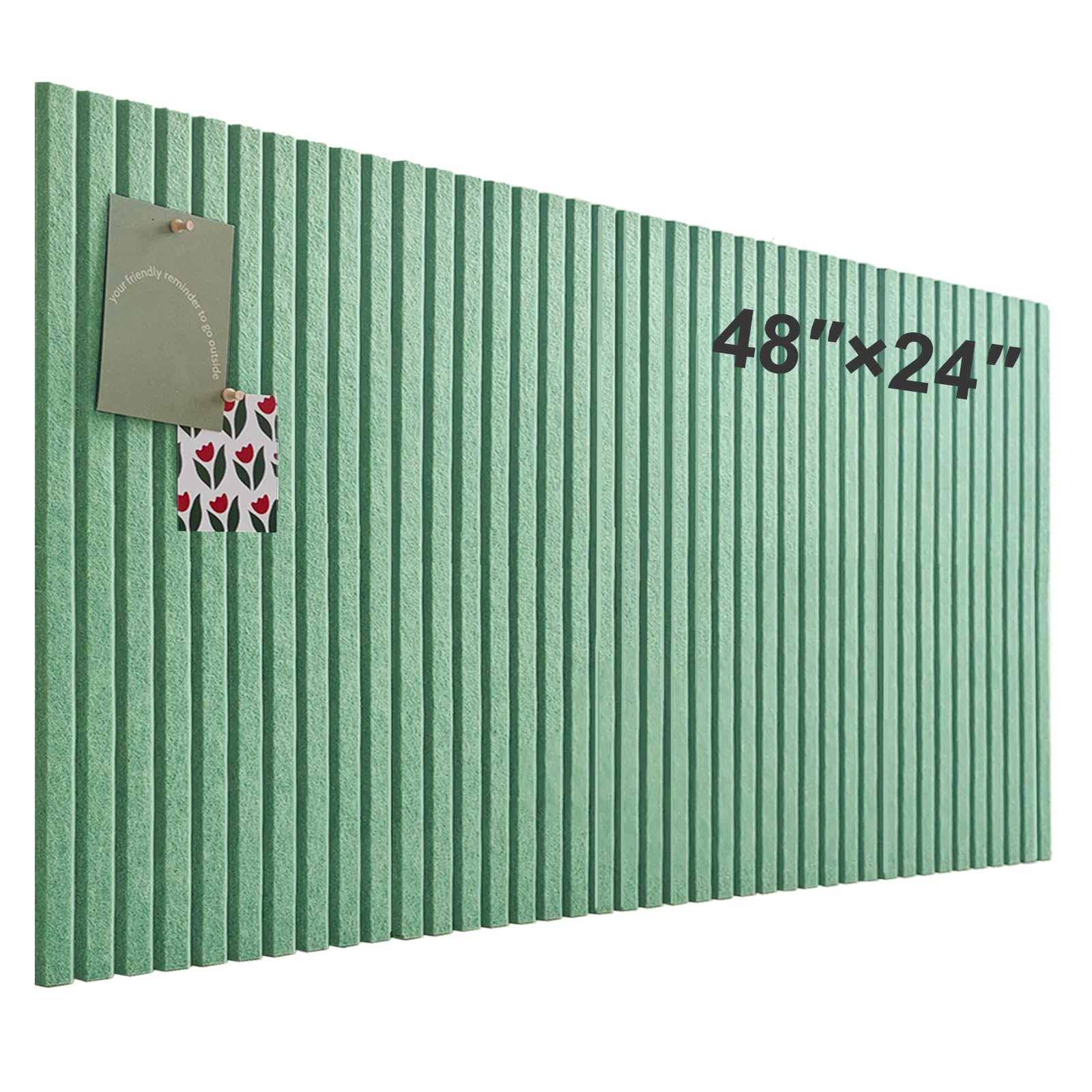 Large Cork Board for Office, 8 Pack Felt Wall Tiles with Slat Wall Paneling and Safe Removable Adhesive Tabs, Felt Bulletin Board Pin Board Cork Boards for Walls - Jade Green — image 1